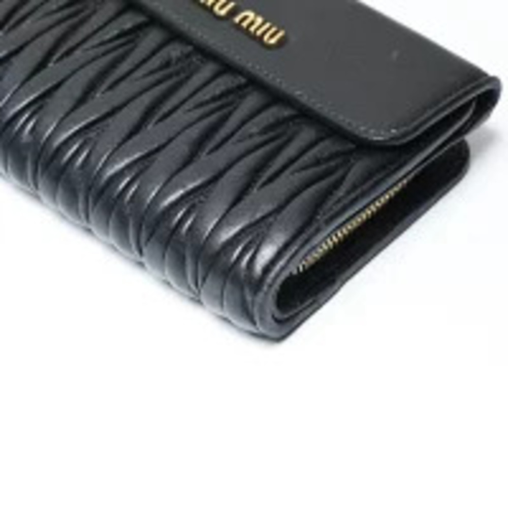 Miu Miu Leather Matelasse Tri fold Wallet Black - Picture 5 of 10